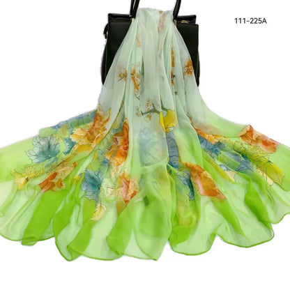 2025 Silk Scarf Women Hijab Pashmina Long Beach Stoles Shawl Wrap Headbands Spring Warm Scarves Bandana Ladies Neckscarf Foulard