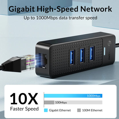 PHIXERO USB 3.0 Hub 2500Mbps Ethernet With RJ45 USB Splitter Multi Port Data Adapter Expander for Laptop Computer PC Accessories