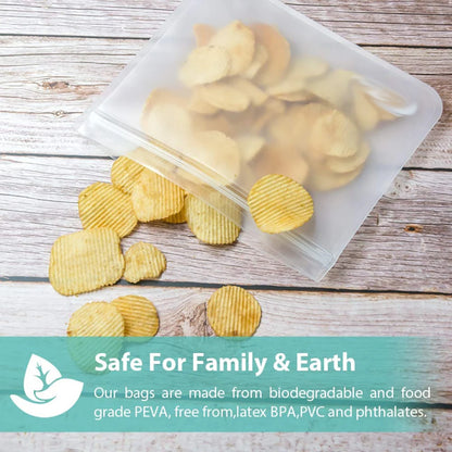 10Pcs Silicone Food Storage Bag Leakproof Reusable Stand Up Zip Shut Bag Cup Fresh Bag Food Storage Bag Fresh Wrap - AMULET RING STORE