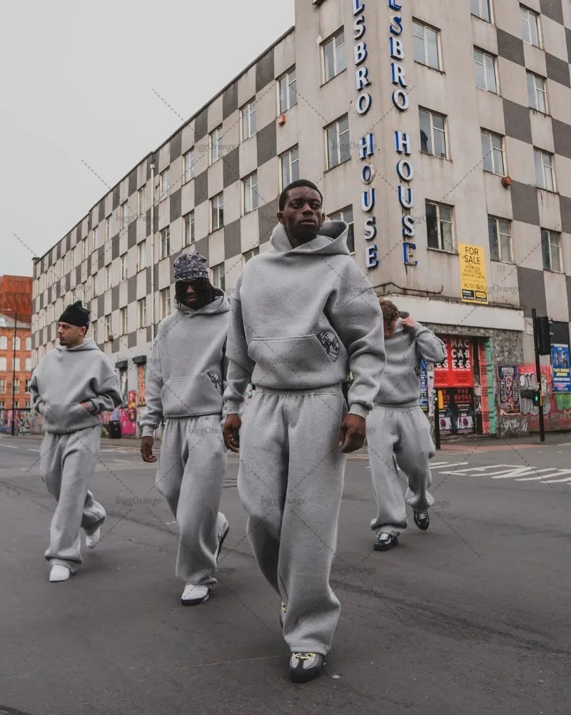 2025 Trendy High Street Retro Casual Streetwear Men's Sports Suit Y2K Harajuku Embroidered Hoodie Women Hip-hop Loose Sweatpants - AMULET RING STORE