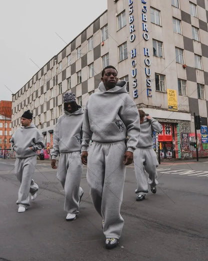 2025 Trendy High Street Retro Casual Streetwear Men's Sports Suit Y2K Harajuku Embroidered Hoodie Women Hip-hop Loose Sweatpants - AMULET RING STORE