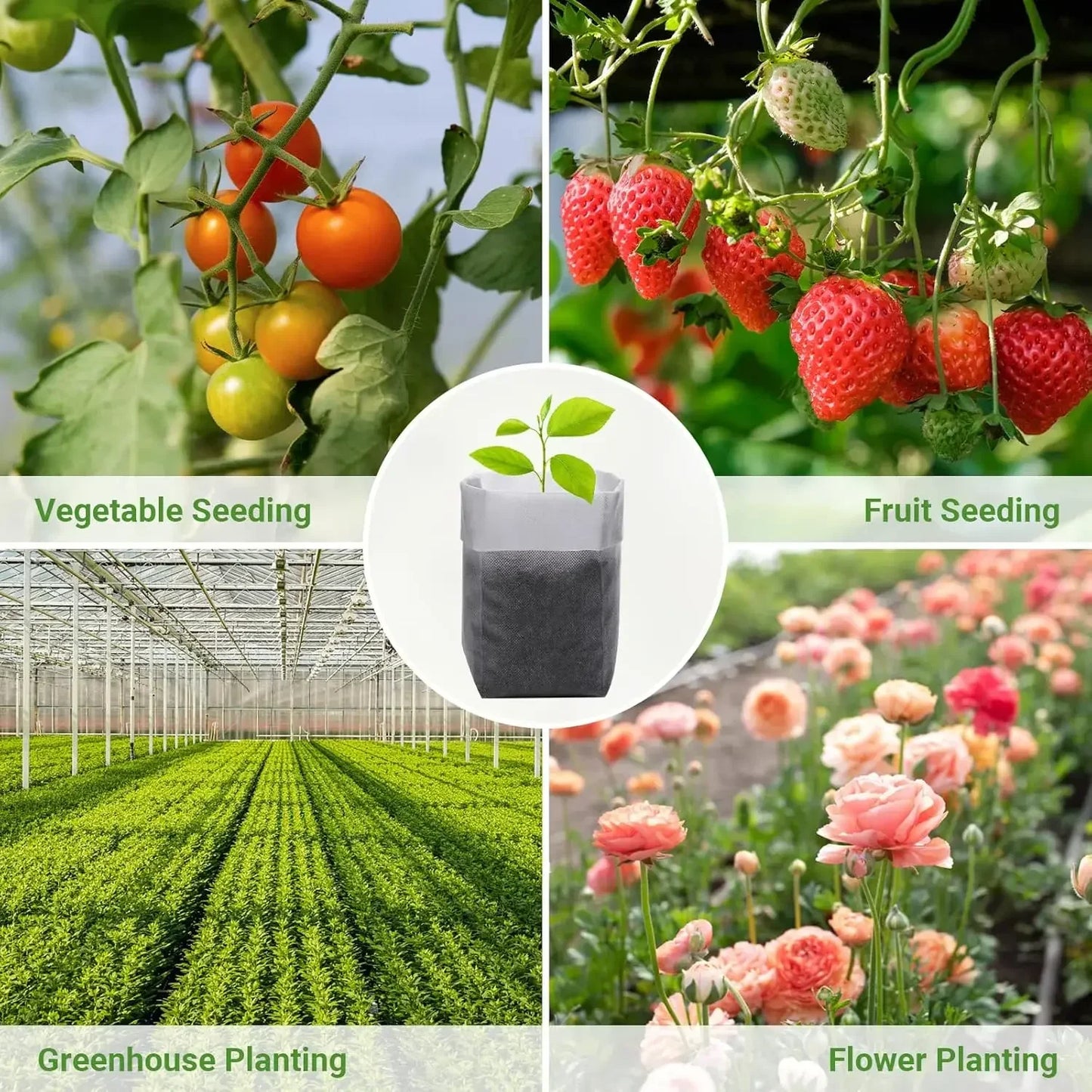 100PCS Breathable Plant Nursery Bags Biodegradable Grow Pots Fabric Seedling Containers Home Gardening Essentials - AMULET RING STORE