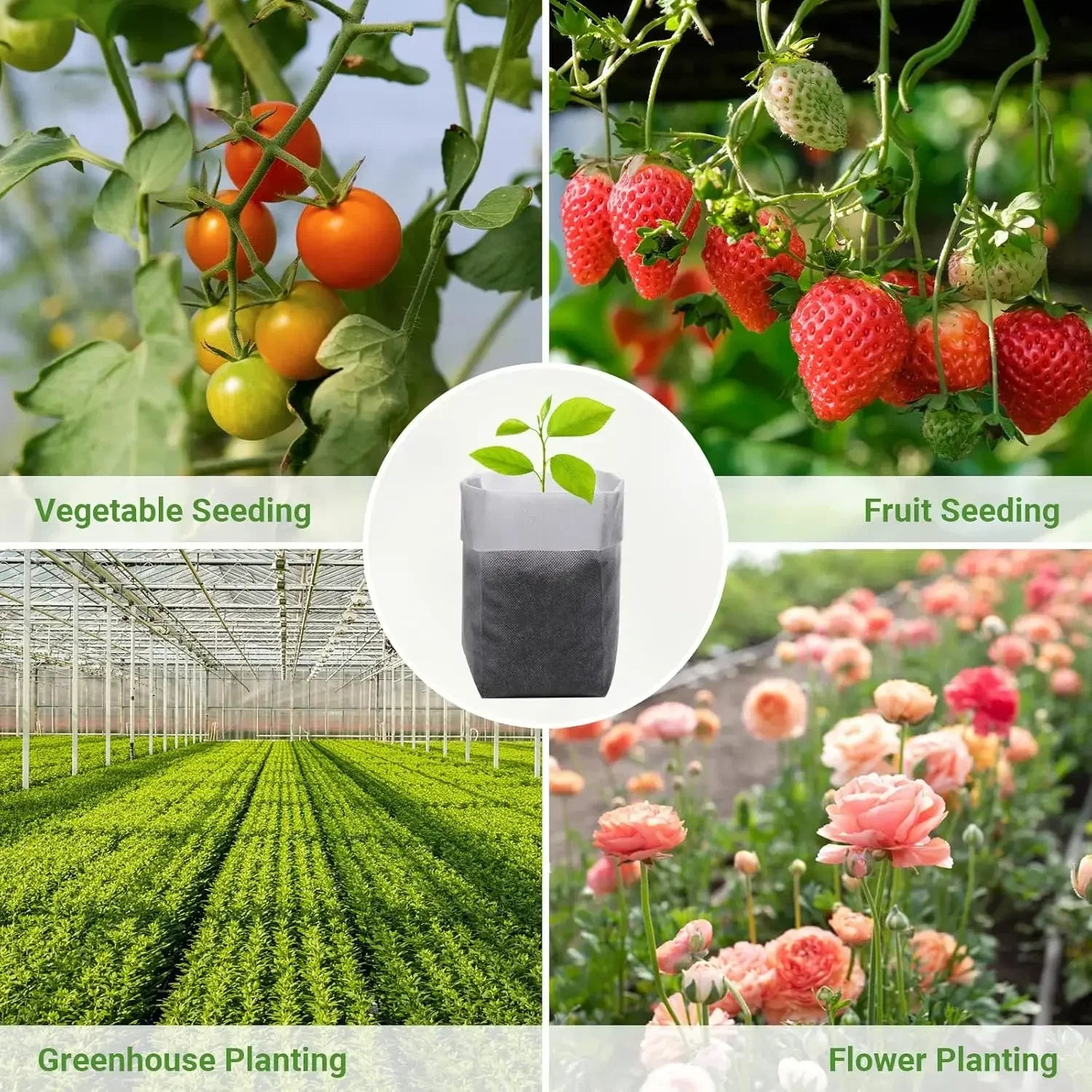 100PCS Breathable Plant Nursery Bags Biodegradable Grow Pots Fabric Seedling Containers Home Gardening Essentials - AMULET RING STORE