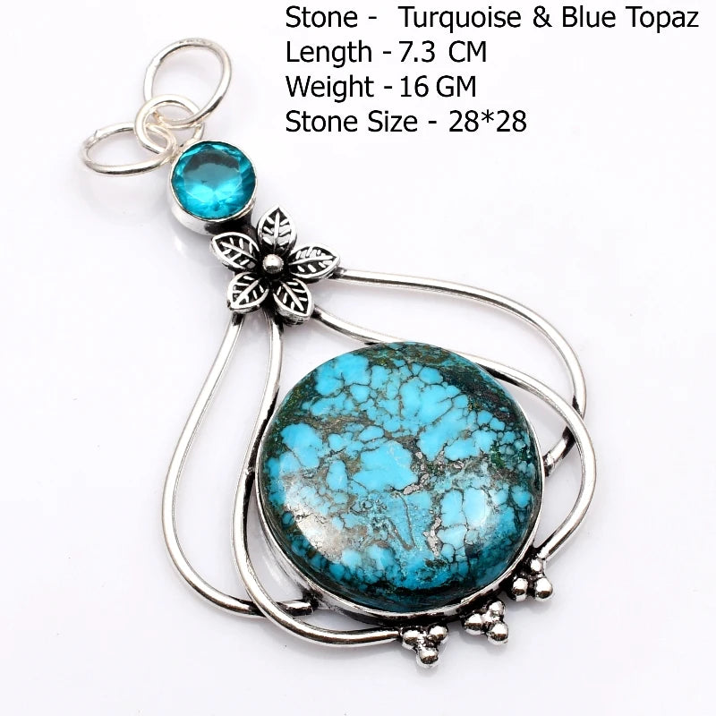 Genuine  Agate Labradorite Jasper Turquoise Rose Quartz Pendant