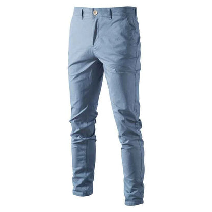 Men's Work Business Pants Cotton Casual Trousers Solid Color Slim Fit Straight Long Pant Spring Autumn Versatile Breathable Pant