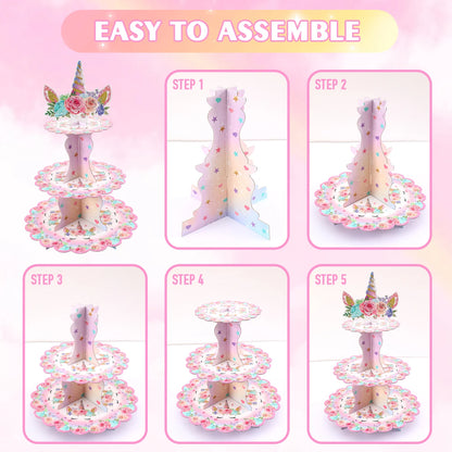 Cake Display Stand Jungle Mermaid Birthday Party Decorations Kids Dessert Holder Cake Tray Butterfly Baby Shower Cupcake Support - AMULET RING STORE