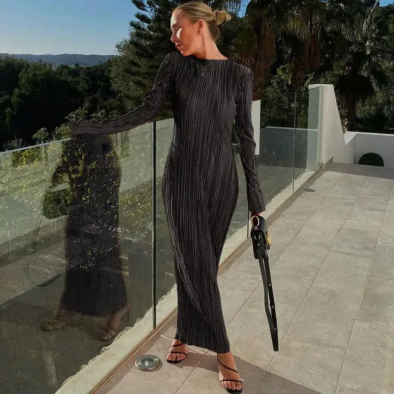 Dulzura Black Long Sleeve Dress - Winter Fashion - AMULET RING STORE