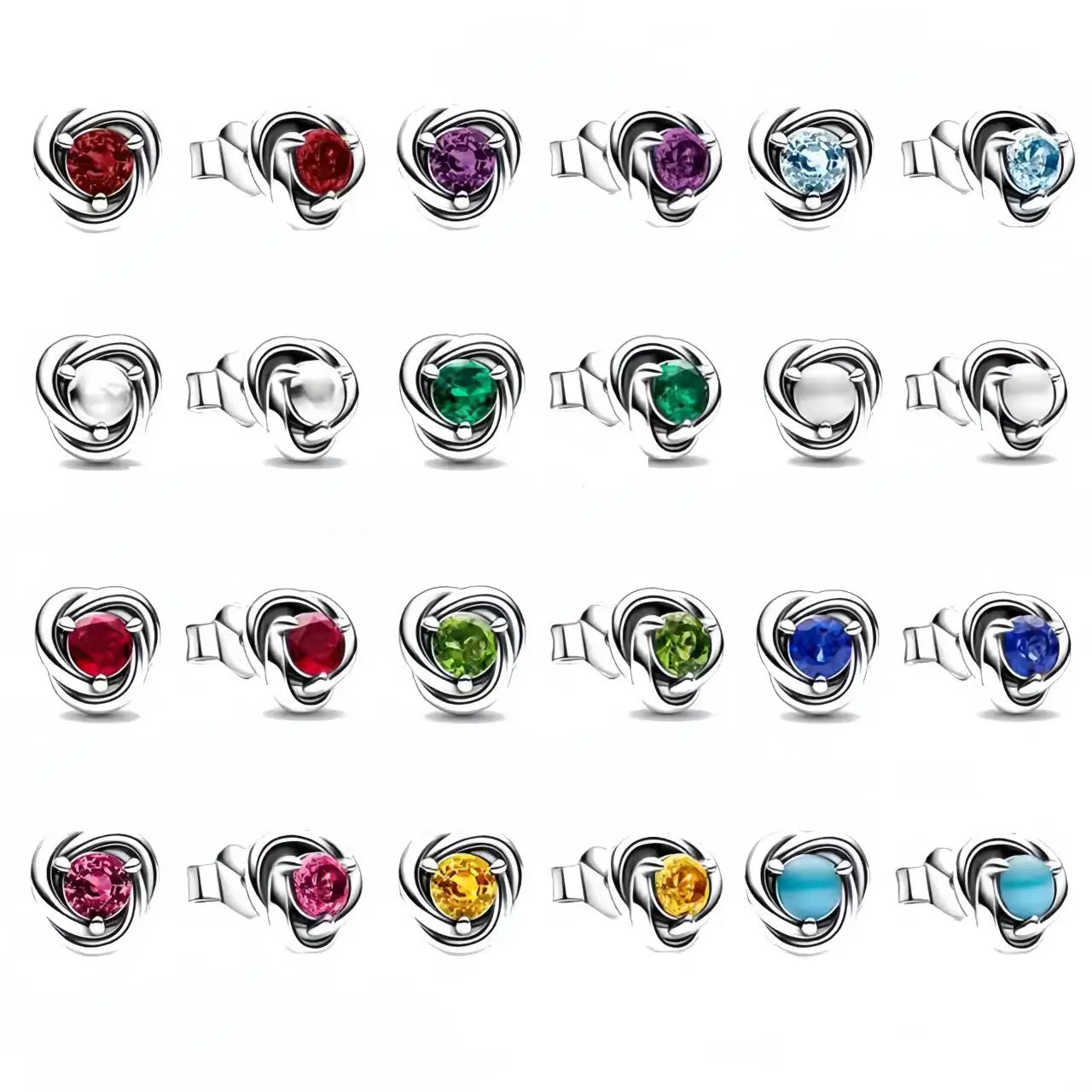 European 925 Silver Zodiac Earrings Stud Birthday Stone Suitable for Women's Exquisite Jewelry for Women's Party