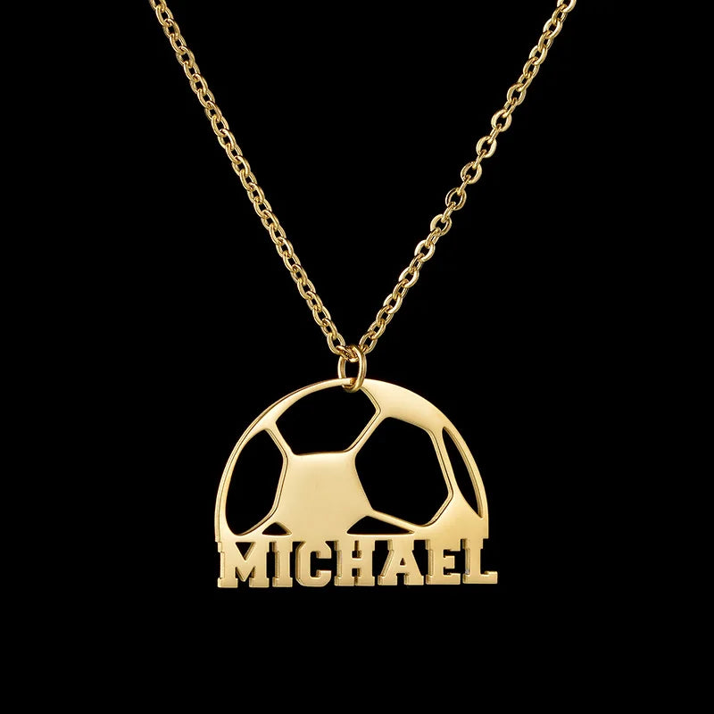Custom Name Necklace Football Sports Style Personalized Men Customized Chains Stainless Steel For Male Jewelry Birthday Gifts