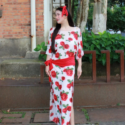 New Belly Dance Performance Costume for Women's Senior Printed Robe+Headscarf+Hip Scarf 3pcs Baladi Shaabi Competition Robes