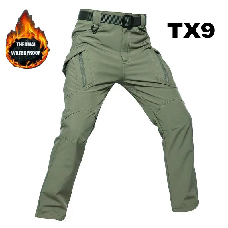 Men's City Cargo Autumn Winter Fleece Softshell Hiking Pants Fishing Climbing Trekking Casual Hunting Camping Trousers M-5XL