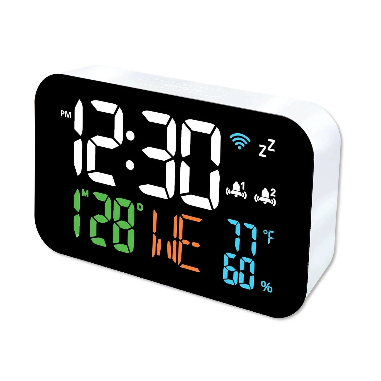 Tuya WiFi Desktop Clock Calendar Intelligent Thermometer Hygrometer with Digital LED Display Support WIFI Auto-Calibration