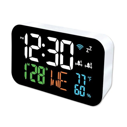 Tuya WiFi Desktop Clock Calendar Intelligent Thermometer Hygrometer with Digital LED Display Support WIFI Auto-Calibration