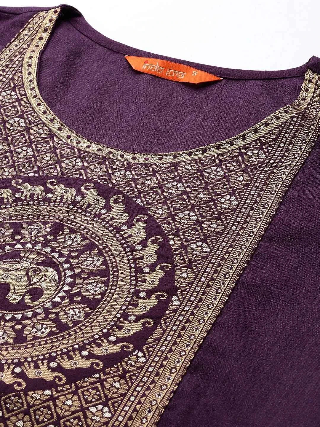 Traditional Indian Clothing 3-piece Jacquard Set And A Medium Length Cotton Blend Set In Purple Indian Saree Indian Sari