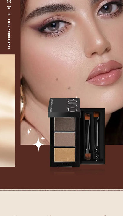 3 in 1 Three Color Eyebrow Powder Waterproof Sweat Proof Non Fading Suitable for Nose Shadow Highlights Cosmetics Women Makeup - AMULET RING STORE