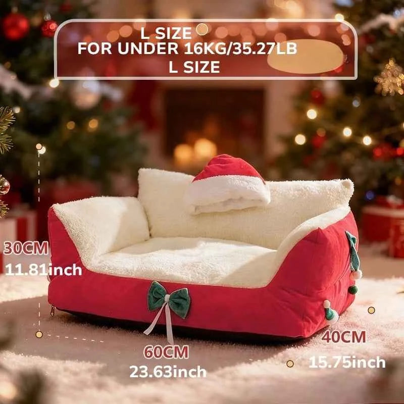 Winter Warm Cat Bed Large Size Removable Washable All Season Pet Sofa Christmas Cat House for Pets