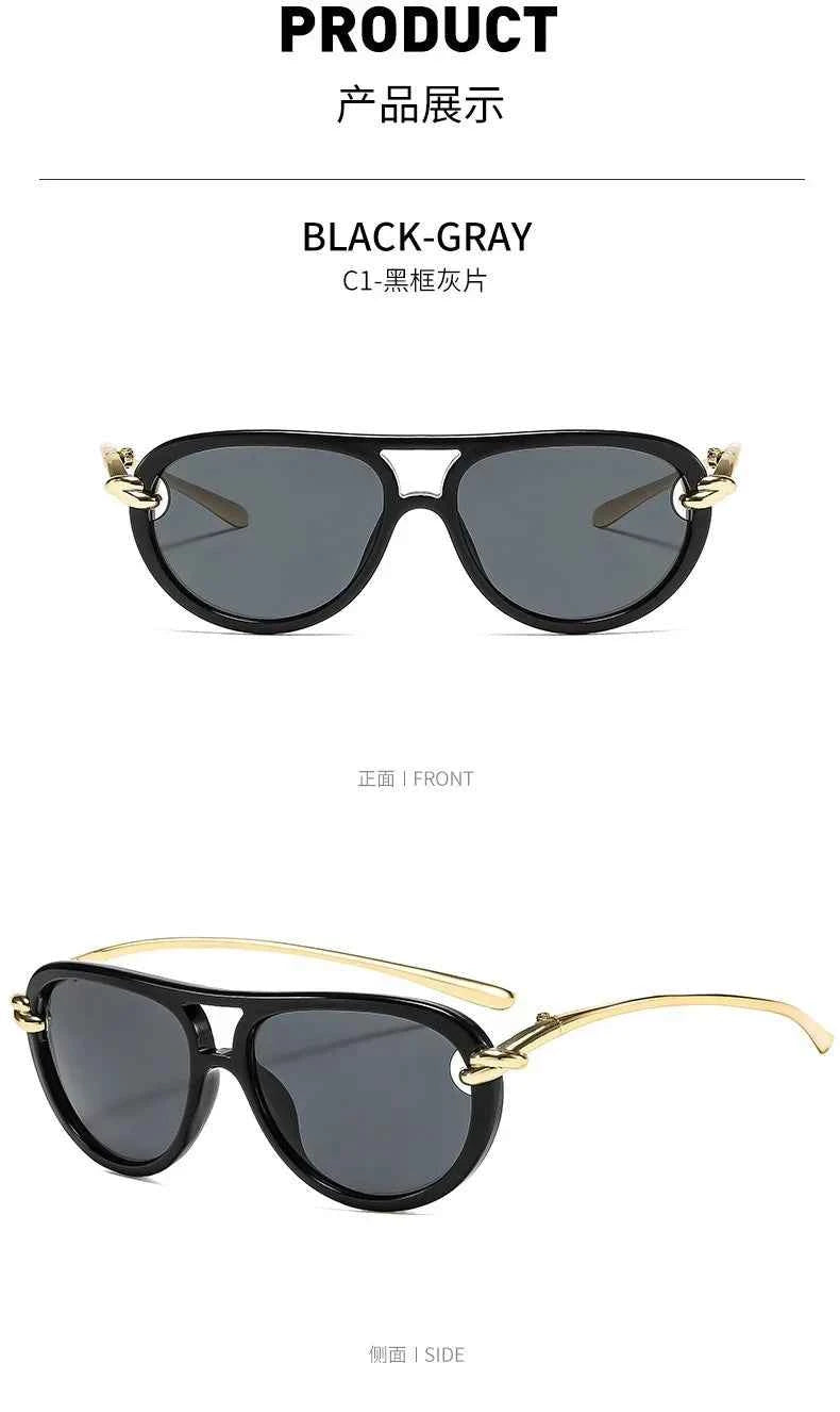 New Fashionable Personalized Toad Sunglasses Knot Double Bridge Metal Anti UV Glasses Outdoor Trendy Street Photography