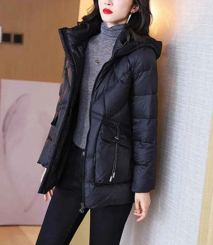 Woman Coat Zip-up Black Thick Padding Duck Down Quilted Padded Jackets for Women Hoodie Y2k Fashion 2025 Trend Luxury Hot Youth