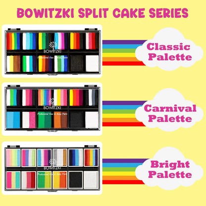 Bowitzki Face Paint 12x10gm Professional Body Paint Kit For Kids Adults Stencil One Stroke Split Cake Rainbow Makeup - AMULET RING STORE