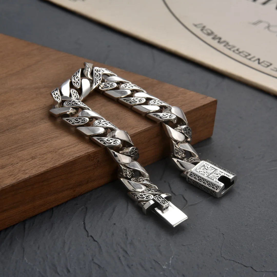 S925 Sterling Silver Timeless Vine Garland Buckle Retro Punk Tank Bracelet Jewelry Creativity Gift Factory Price