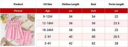 Baby Girls Summer Set Flowers Short Sleeved Top Bow Shorts Casual Toddler Clothes for Kids 1-4 Year