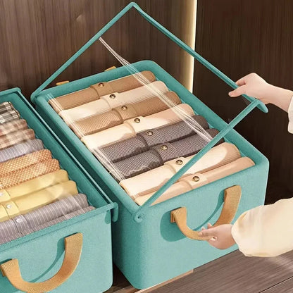 Covered clothing storage box, layered wardrobe organizer, foldable storage basket, underwear foldable storage basket - AMULET RING STORE