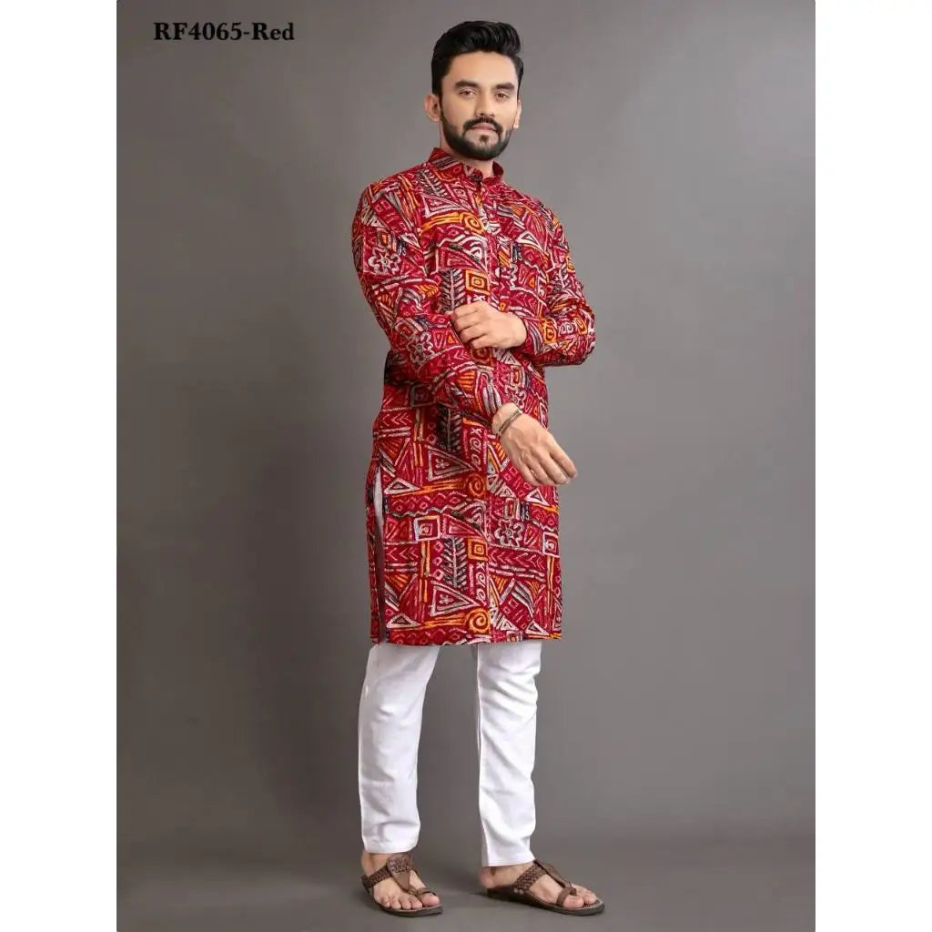 2025 Men's Clothing Stand Collar Golden Print Long Sleeve Shirt Trendy Hip Hop Casual Clothes Ethnic Style Mid-Length Top