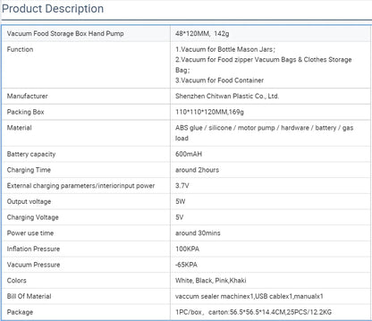 Wireless Kitchen Tools Handheld Food Bag Vaccum Sealer Pump Bottle Jar Vacuum Sealing Machine for Regular & Wide Mouth Mason Jar - AMULET RING STORE