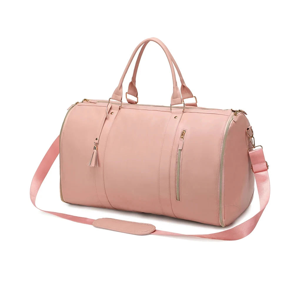 Fashion Large PU Folding Suit Storage Bag Women High Capacity Luggage Handbag Travel Sport Outdoor Multi Function Organizer