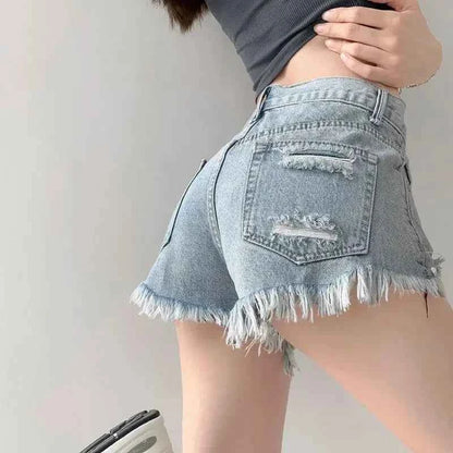 Summer Female Short Jeans Pants High Waist Wide Women's Denim Shorts Korean Style Fashion Clothing 2024 Flowy Luxury Stretchy XL