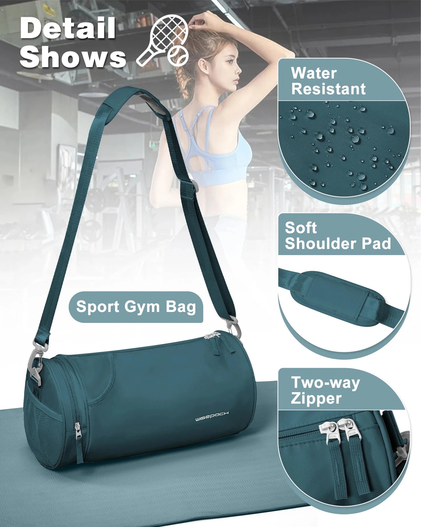 Sports Fitness Bag Women Travel Bag Multi-functional Handbag Yoga Bag Short-Distance Weekender Travel Package Swimming Gym Bags
