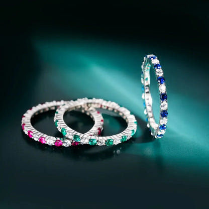 Monkton S925 Sterling Silver Thin Stackable Sapphire Rings for Women Sparkling Wedding Engagement Jewelry Set Кольца