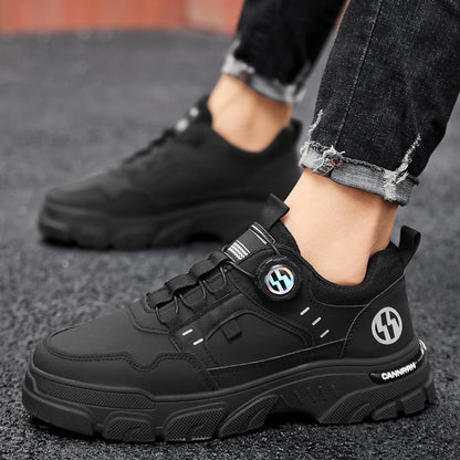 Men's boots autumn and winter new rotating shoelaces fashion casual boots youth outdoor boots anti slip soft sole workwear boots - AMULET RING STORE