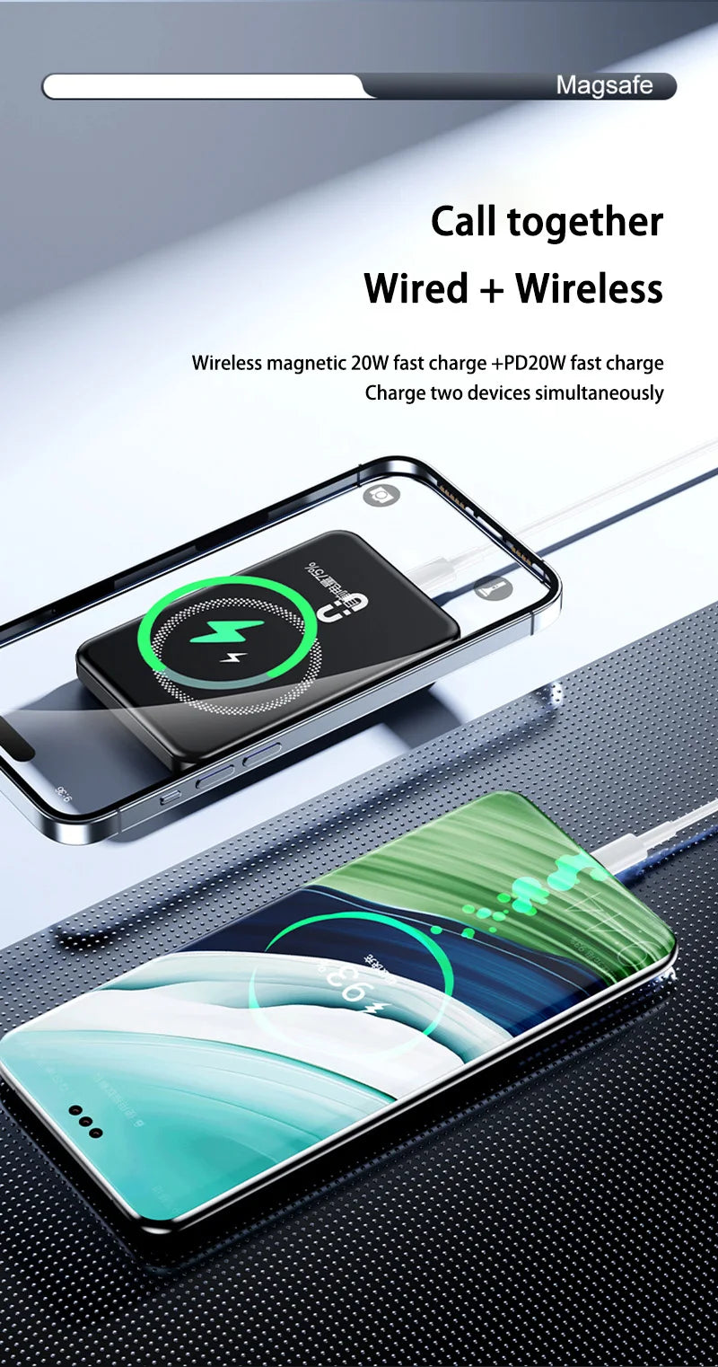Oneplus 50000mAh Magnetic Power Bank Wireless Portable Charger Large Capacity Fast Charge Backup Battery For IPhone Samsung New - AMULET RING STORE
