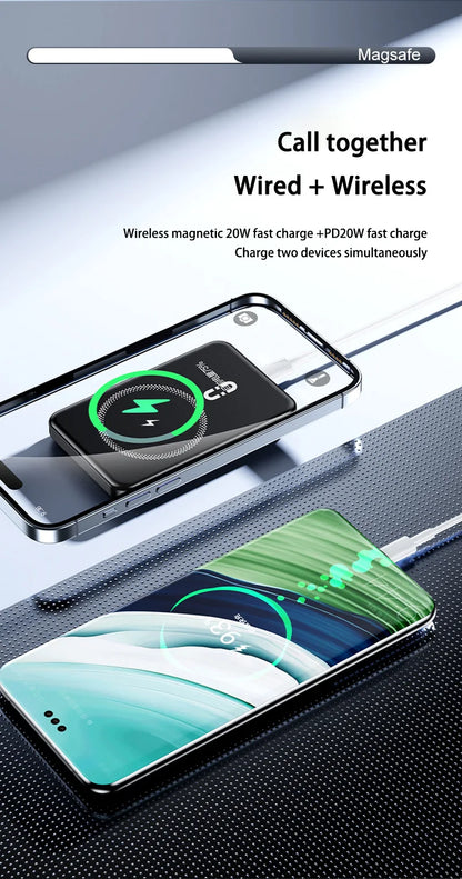 Oneplus 50000mAh Magnetic Power Bank Wireless Portable Charger Large Capacity Fast Charge Backup Battery For IPhone Samsung New - AMULET RING STORE