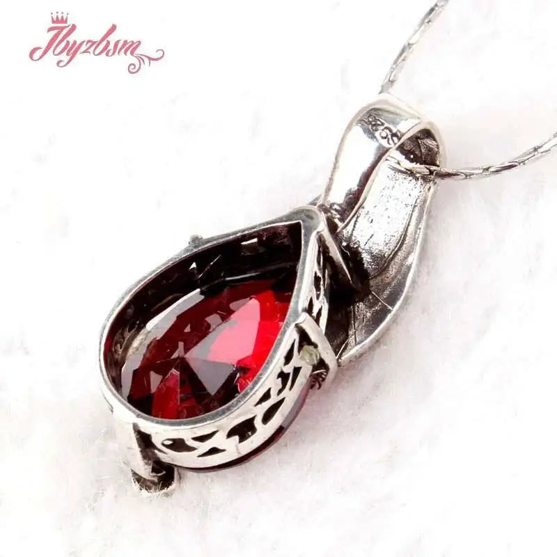 12x16mm Drop Stone Beads Marcasite White Tibetan Silver For Women New Year Christmas Gift Fashion Trendy Pendant 1 Pcs