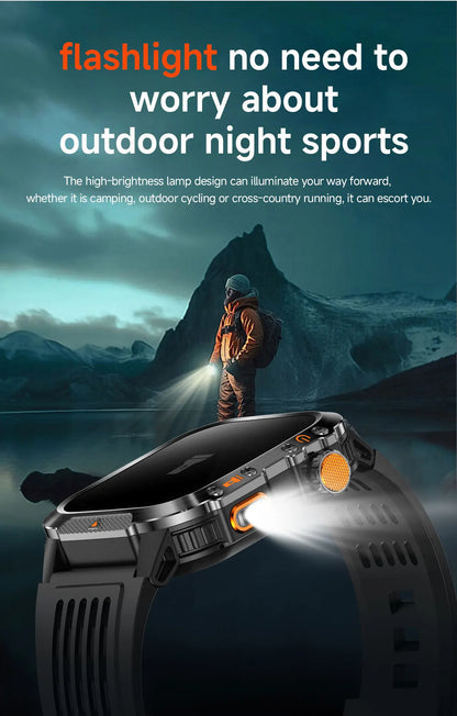 2025New GPS Smart Watch For Xiaomi IOS Military Compass Flashlight Smartwatch Men 10ATM Waterproof 100+Sport Modes BT Call Watch