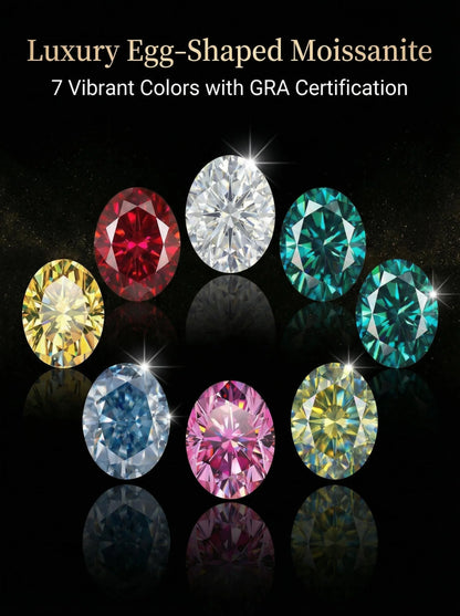 1CT colored diamond moissanite oval pigeon egg moissanite irregular naked stone gemstone jewelry accessories