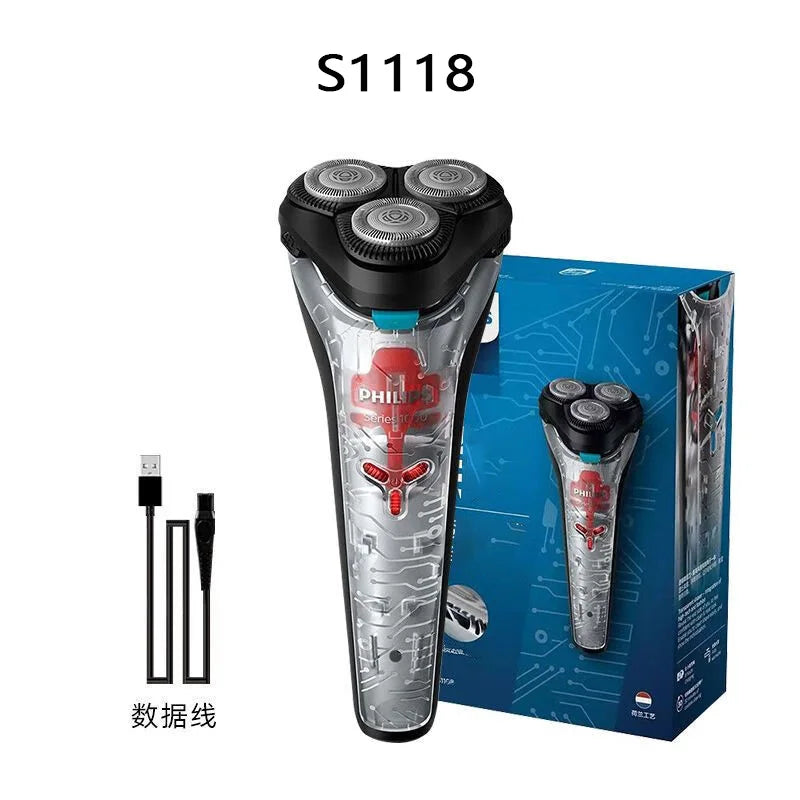 PHILIPS S1113 Electric Shaver USB Charge Stainless Steel PowerCut Blade Razor Triple Floating Head Men Fast Shave Beard Trimmer