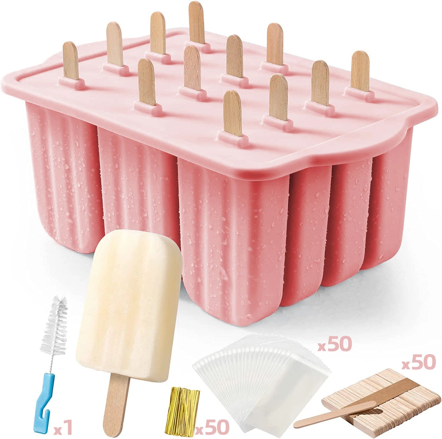 Summer DIY Ice Cream Tools With Wooden Sticks Silicone Popsicle Molds Set Kitchen Accessories Quench Thirst Snacks for Children - AMULET RING STORE