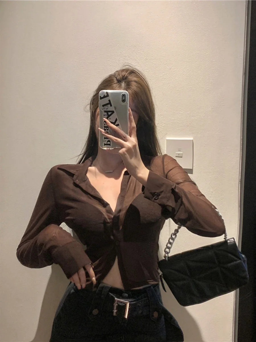 Bla Lace irt Sexy Thin Sun Protection Women's Summer New Pure Desire Versatile Slim ort Top Korean Sle Collar Lo... - AMULET RING STORE