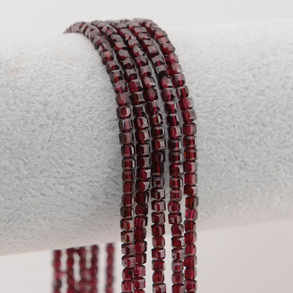 Natural Pyrope Garnet Faceted Round / Cube Beads 2mm,3mm,4mmfor Jewelry Making Bracelet Necklace Beads DIY Accessories Wholesale - AMULET RING STORE