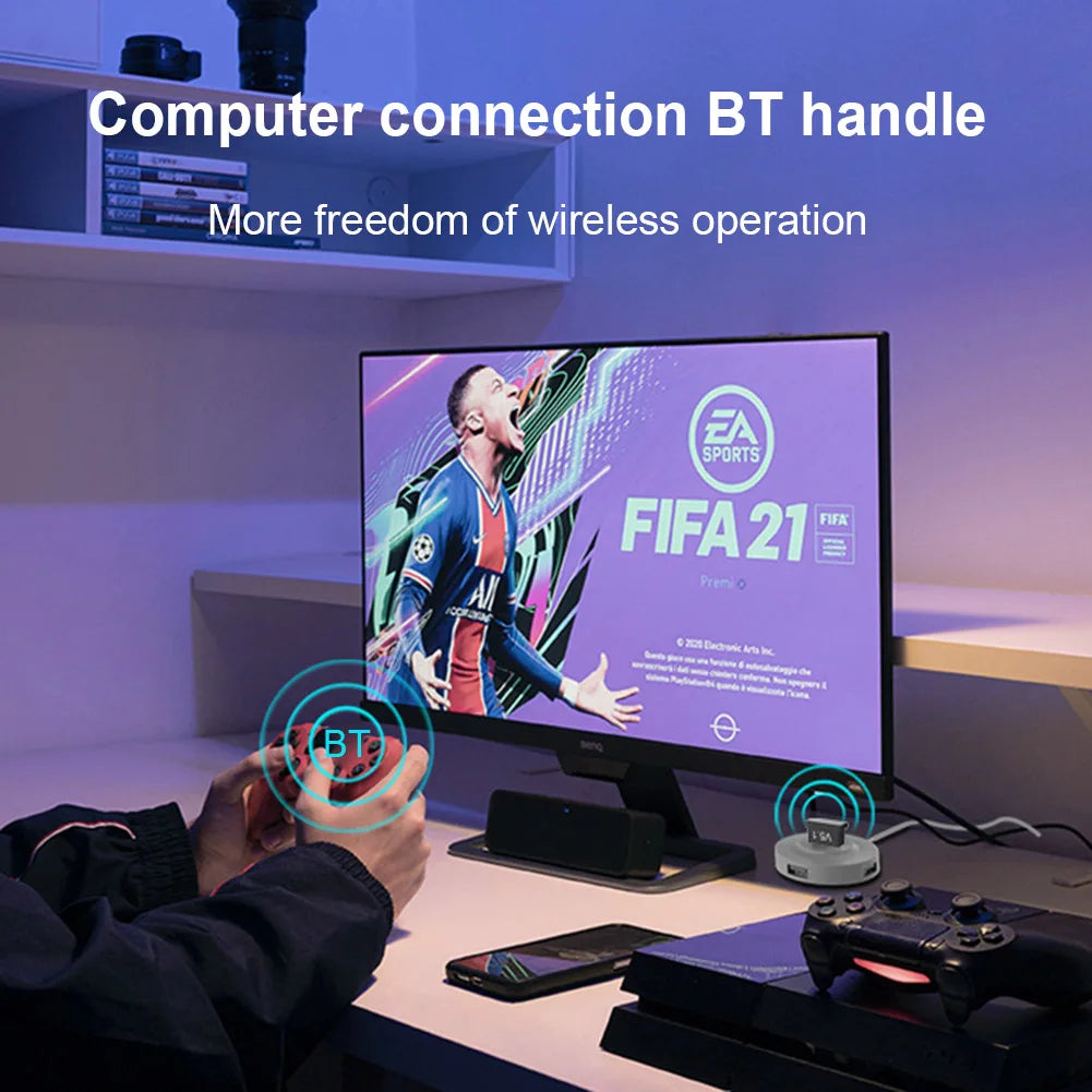 Wireless Audio Adapter Bluetooth-Compatible 5.0/5.1 Dongle 2.4G Audio Receiver Support Win7/8/8.1/10 for Computer Tablet Desktop - AMULET RING STORE