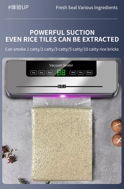 Household electric small vacuum sealer built-in cutting machine kitchen food storage seal vacuum bag touch button vacuum sealer - AMULET RING STORE