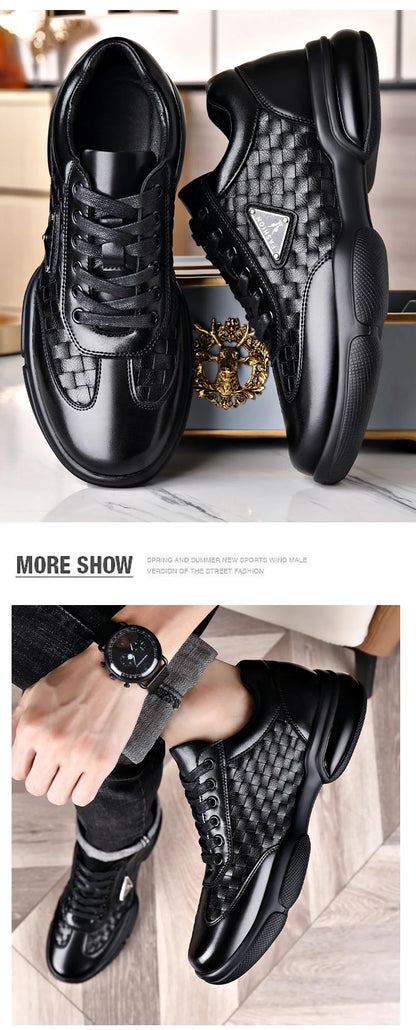 Men's Shoes Original Casual Leather Men Training Wear Resistant Sneakers Outdoor Male Treking Footwear Breathable Lace-up Shoes