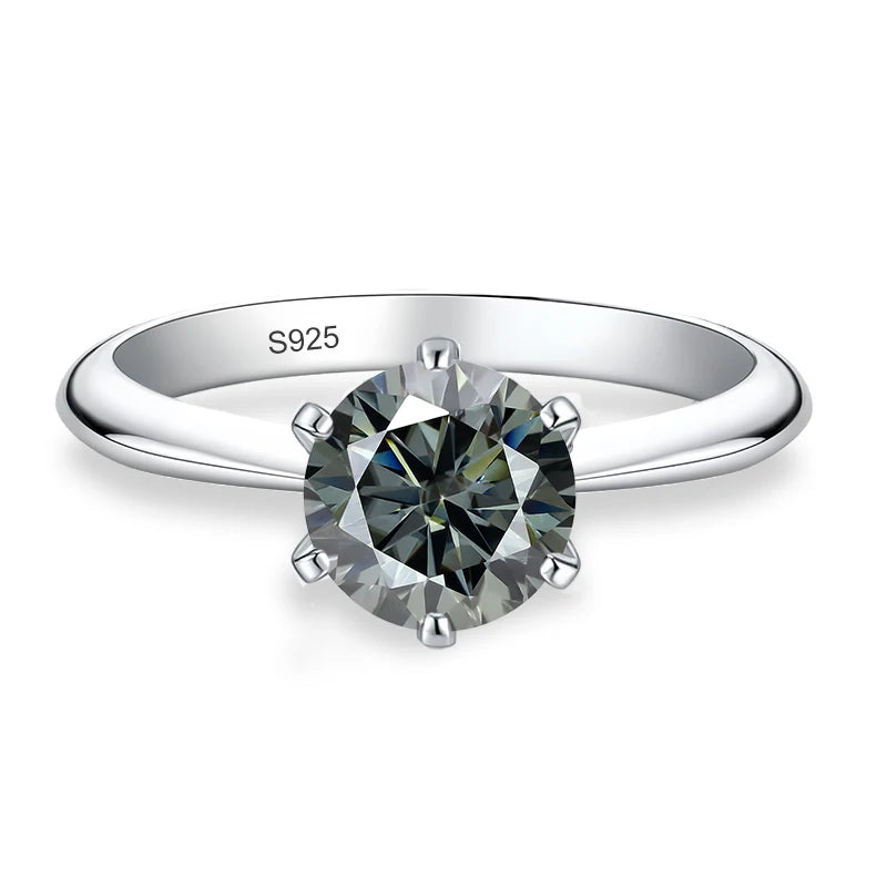 NeeTim 0.5ct 1ct 2ct 3ct Blue Pink Purple Black Moissanite Rings for Women Sterling 925 Silver Wedding Party Band Woman's Ring