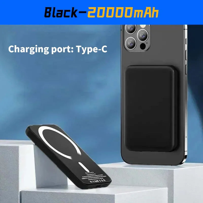 20000mAh Magnetic Power Bank Wireless PD 22.5W Fast Charger