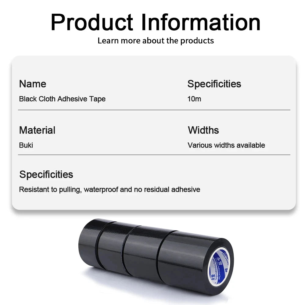 Black Cloth Based Tape Waterproof Heavy-Duty Pipe Single-Sided Tear-Proof Strong Adhesive Floor Duct Home Adhesive Bun Fixed - AMULET RING STORE