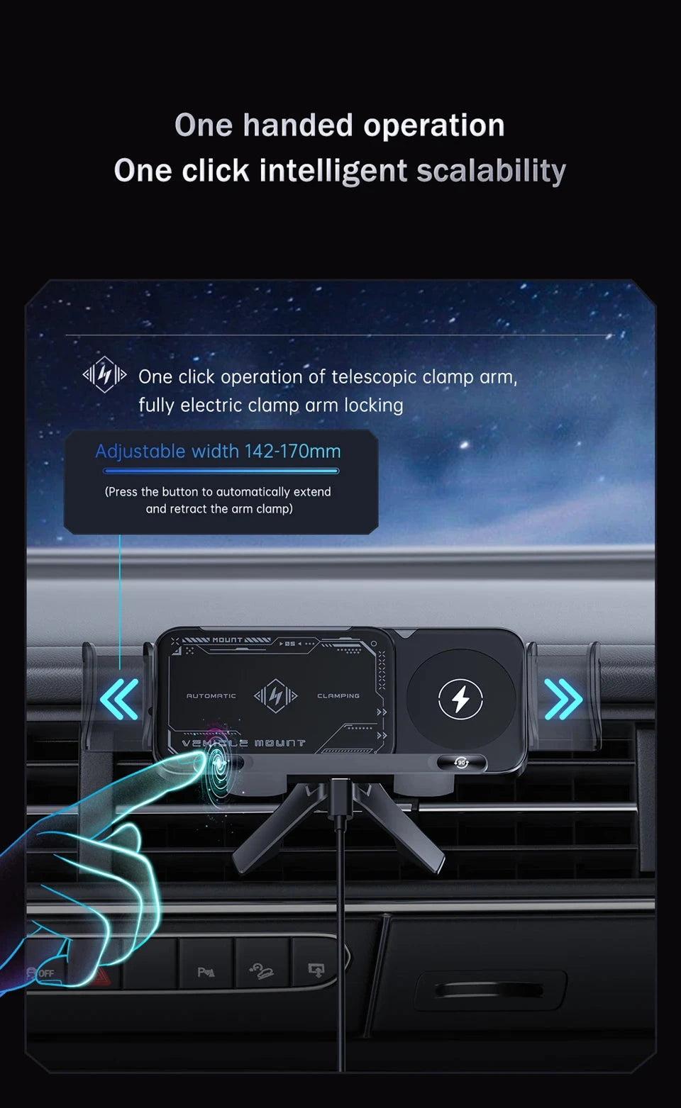 2-in-1 Car Wireless Charger Dual Coil Fold Screen Phone Fast Charging For Samsung Galaxy Z Fold 5 6 Air Vent Car Phone Holder