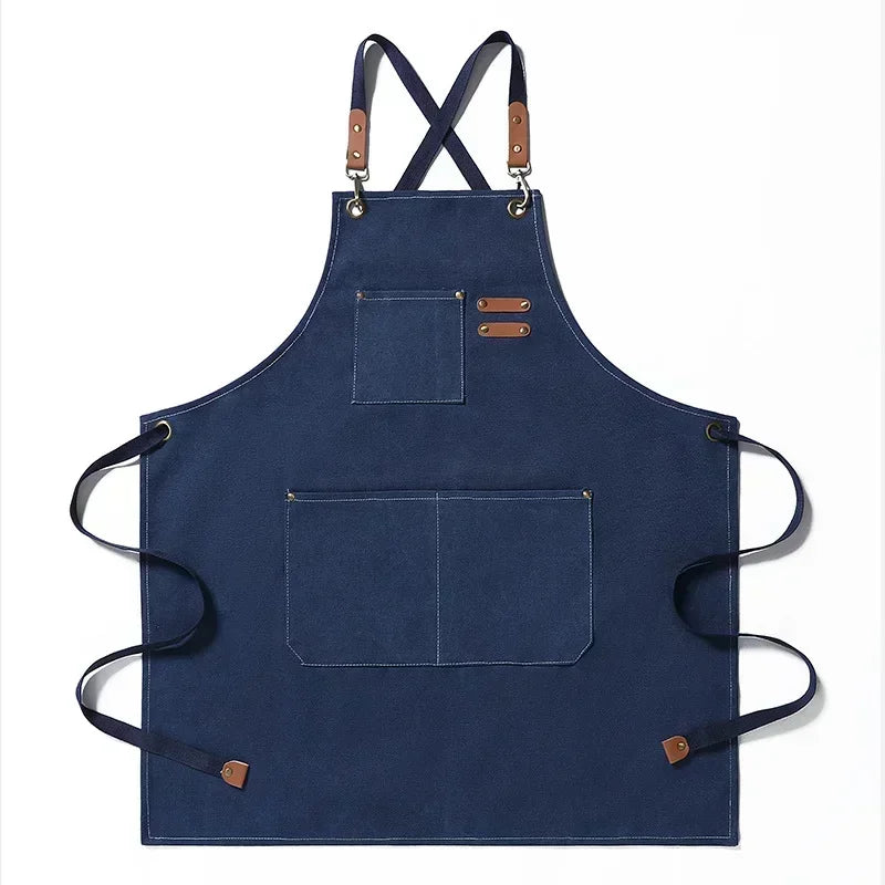 Customized apron New Fashion Canvas Kitchen Aprons For Woman Men Chef Work Apron For Restaurant Bar Shop Cafes Studios Uniform - AMULET RING STORE